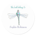 Karate Kat Graphics dragonfly address label Round Stickers