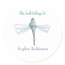 Karate Kat Graphics dragonfly address label Round Stickers