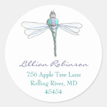 Karate Kat Graphics dragonfly address label Round Stickers