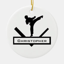 Karate kick personalized name ornament