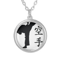karate man chinese symbols icon necklaces
