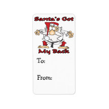karate santas got my back funny cartoon personalized address labels