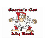 karate santas got my back funny cartoon postcards