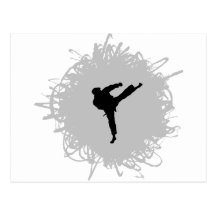 Karate Scribble Style Post Card