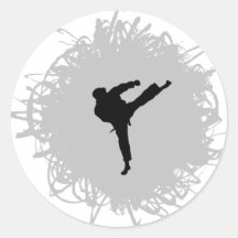 Karate Scribble Style Round Stickers
