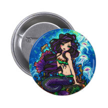"Kathleen" Mermaid and Jellyfish Button