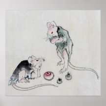Katsushika Hokusai Mice in Council Poster