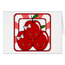 Kawaii Apple Basket (Girl) Greeting Card