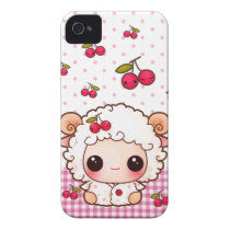 Kawaii baby sheep and cute cherries iphone 4 cover
