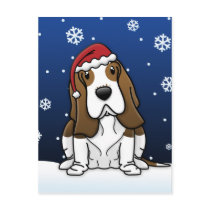 Kawaii Basset Hound Christmas Postcard