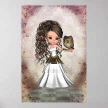 Kawaii Beautiful Athena Greek Goddess Print