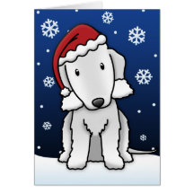 Kawaii Bedlington Terrier Christmas Card