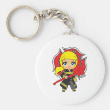Kawaii Blonde Firefighter Girl Key Chains