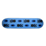 Kawaii Blue Cat and Paw Print Pattern Skateboard Deck