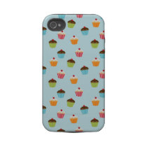 Kawaii blue cupcake pattern print iPhone 4S case Iphone 4 Tough Cover