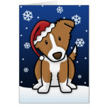 Kawaii Border Collie Christmas Card (Brown)