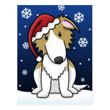 Kawaii Borzoi Christmas Postcard