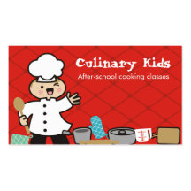 Kawaii boy chef kids cooking business cards