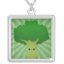 Kawaii Broccoli on Green Starburst Jewelry