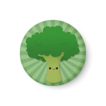 Kawaii Broccoli on Green Starburst Fridge Magnets