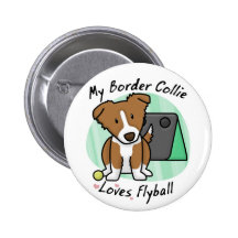Kawaii Brown Border Collie Flyball Button