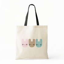 Kawaii Bunny Trio Tote Bag