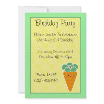 Kawaii Carrot Birthday Party Invitations