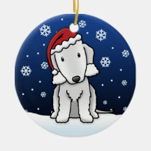 Kawaii Cartoon Bedlington Terrier Christmas Ornaments