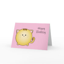 Kawaii Cartoon Cat Birthday Card