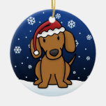 Kawaii Cartoon Red Dachshund Christmas Christmas Ornament