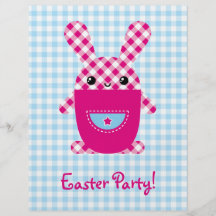 Kawaii chequered rabbit flyer design
