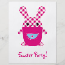 Kawaii chequered rabbit flyer design