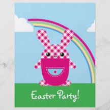 Kawaii chequered rabbit personalized flyer