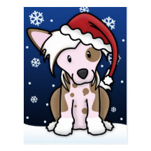 Kawaii Chinese Crested Christmas Postcard