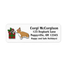 Kawaii Christmas Corgi Puppy Gift Address Labels