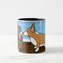 Kawaii Christmas Corgi Puppy Gift Coffee Mugs