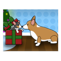 Kawaii Christmas Corgi Puppy Gift Postcard