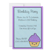 Kawaii Cupcake Birthday Party Invitations