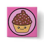 Kawaii Cupcake Chocolate Frosting Button