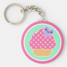 Kawaii Cupcake Happy Heart Keychain