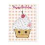 Kawaii Cupcake in Polka Dots "Happy Birthday" Postcard