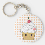 Kawaii Cupcake in Polka Dots Keychain