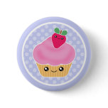 Kawaii Cupcake Strawberry Button