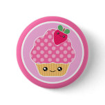 Kawaii Cupcake Strawberry Pinback Button