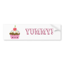 Kawaii Cupcake with Cherry on Top Bumper Stickers
