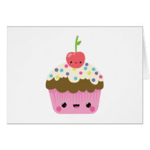 Kawaii Cupcake with Cherry on Top Greeting Card