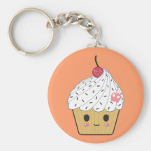 Kawaii Cupcake with Pink Sugar Skull and Cherry Key Chains