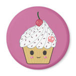 Kawaii Cupcake with Pink Sugar Skull and Cherry