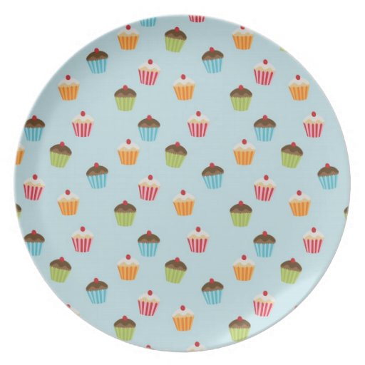 Kawaii cute girly cupcake cupcakes foodie pattern plates Zazzle