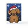 Kawaii Dachshund Christmas Card (Red)